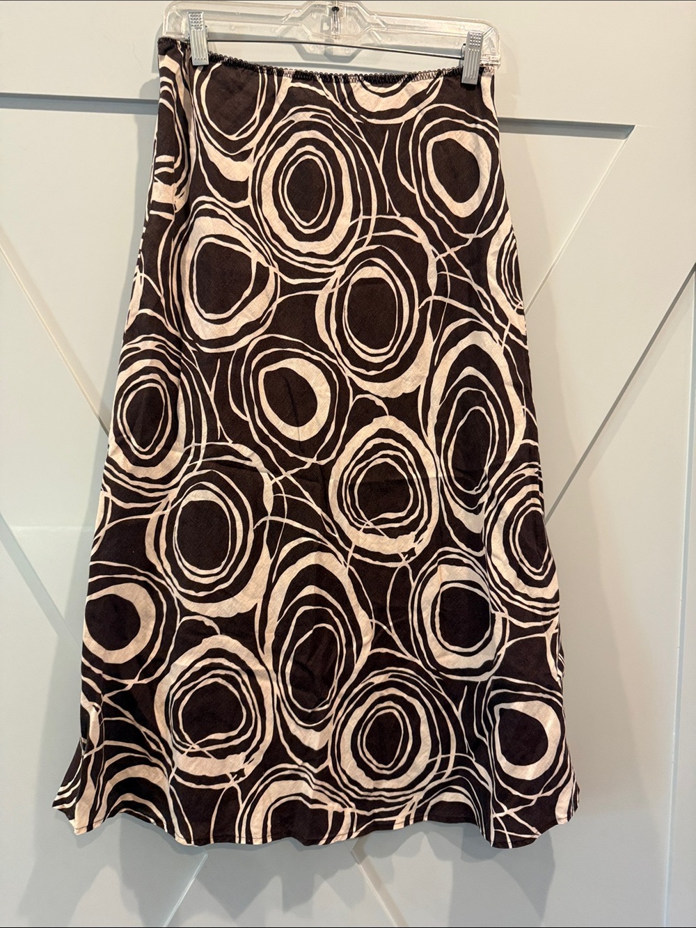 Willi Smith Black and Cream Circular-Print A-Line Skirt